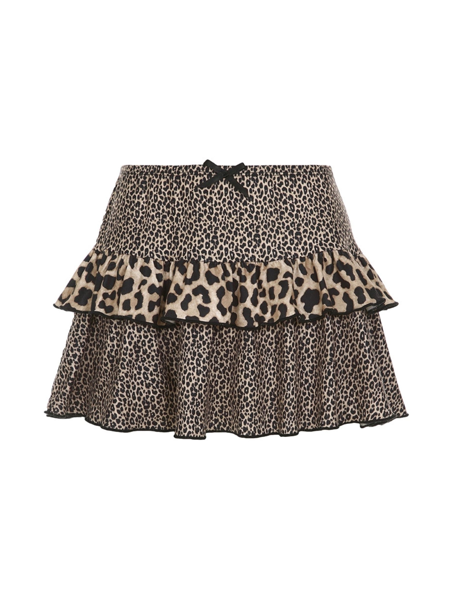 Roxanna Leopard Print Bow A-line Skirt