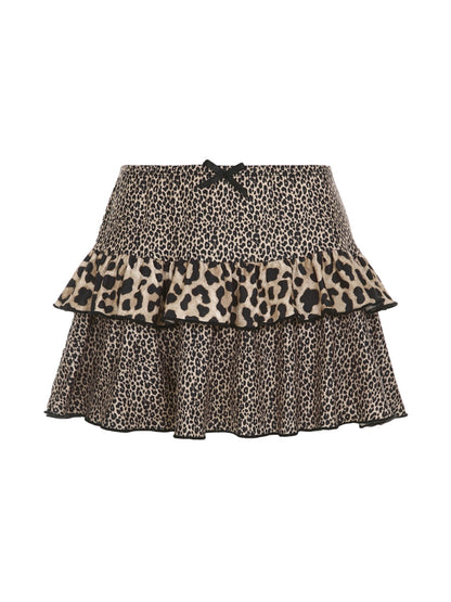 Roxanna Leopard Print Bow A-line Skirt