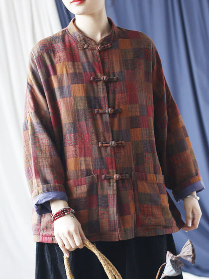 Spring Plaid Cotton Shirt Coat Rr001
