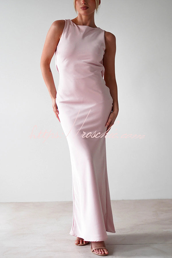 Color Backless Lace-up Slim Maxi Dress
