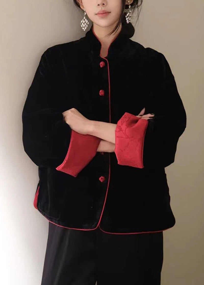 Chinese Style Wear on Both Sides Fine Cotton Filled Silk Velvet Coat Winter Rv024