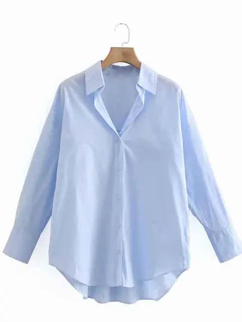 New Simply Candy Color Single Breasted Poplin Shirts Office Lady Long Sleeve Blouse Chemise Tops