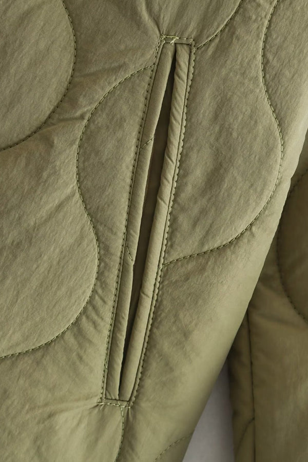 Stand-collar Single-breasted Mid-length Loose Cotton Coat