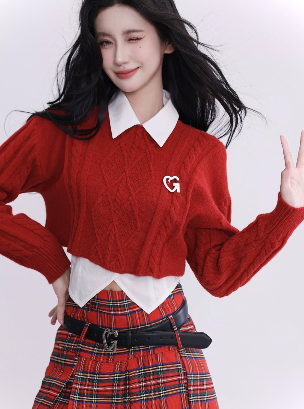 Cg Diamond Knit Cropped Sweater