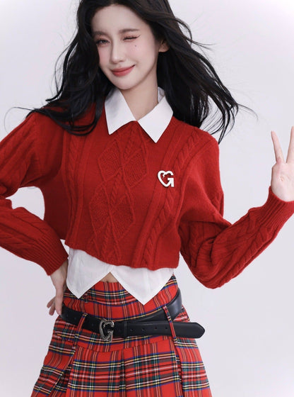 Cg Diamond Knit Cropped Sweater