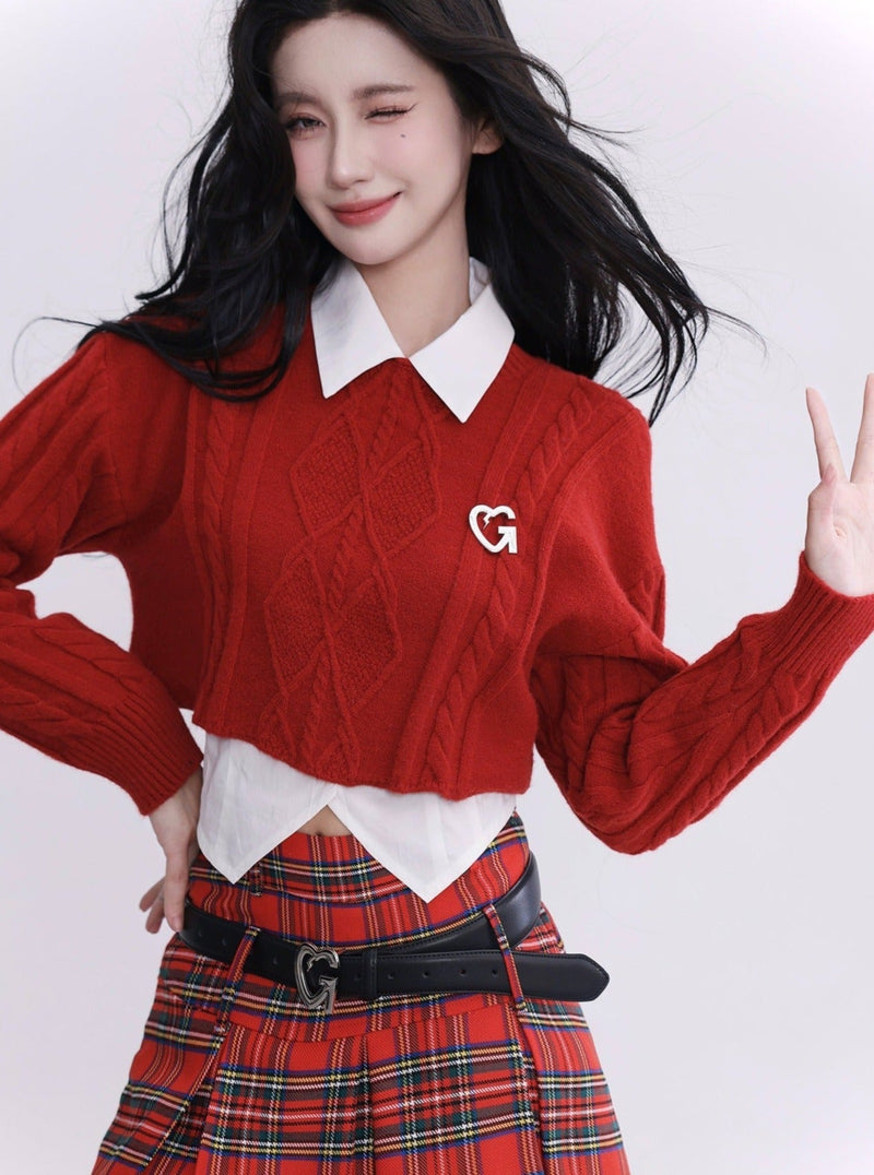 Cg Diamond Knit Cropped Sweater