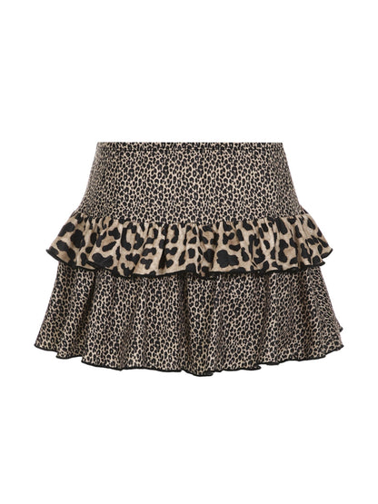 Roxanna Leopard Print Bow A-line Skirt
