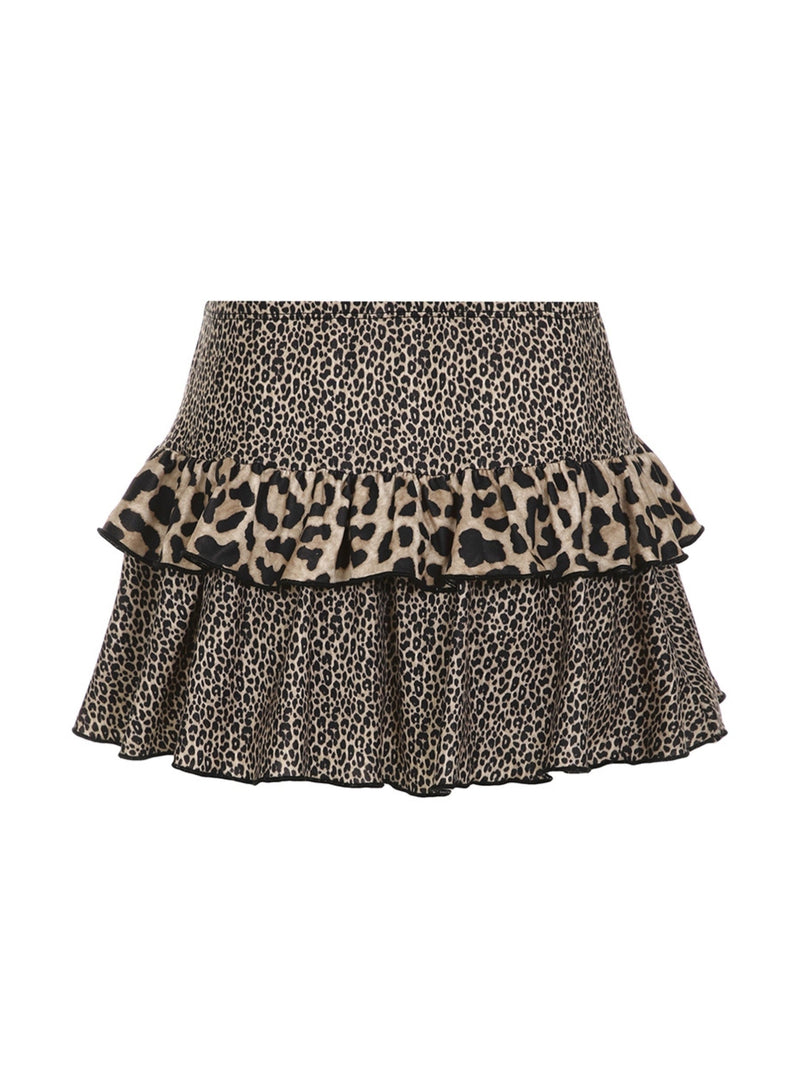 Roxanna Leopard Print Bow A-line Skirt