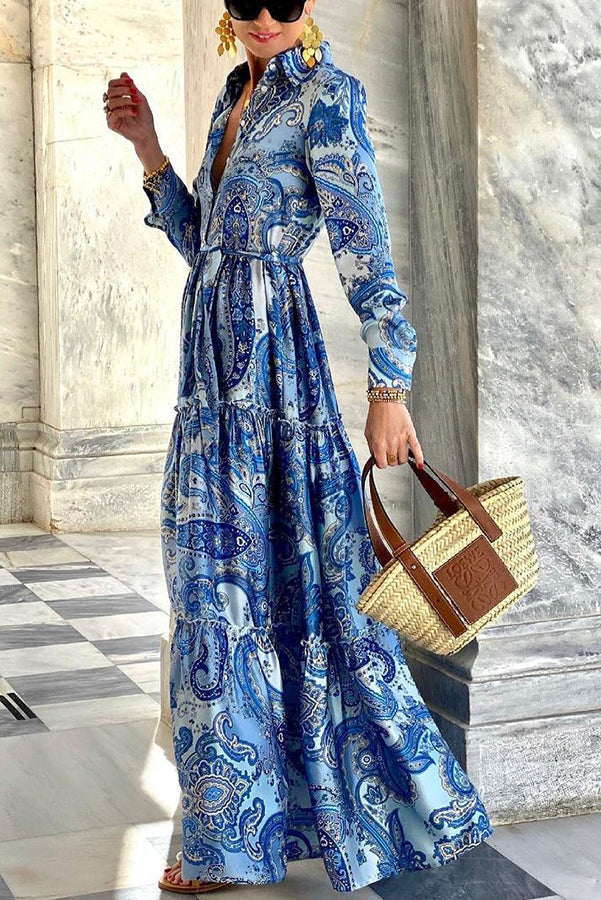 Gracefully Yours Paisley Shirt Maxi Dress