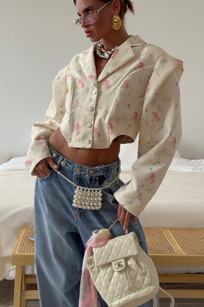 Print Long Sleeve Blazer Coat