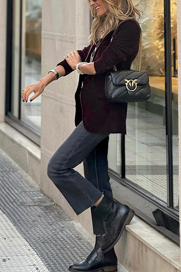 Gold Velvet Color Suit Cardigan