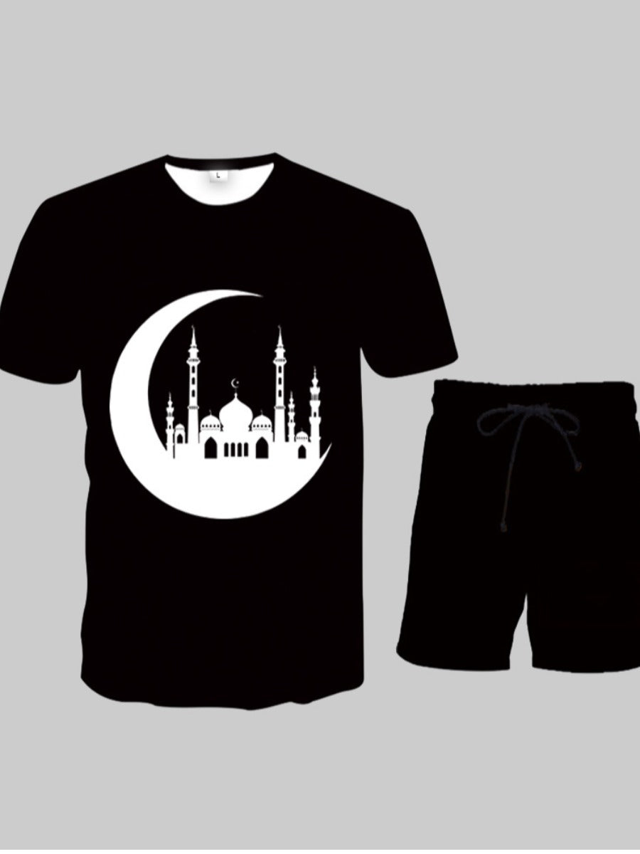 Moon City Print Shorts Set Ar70134