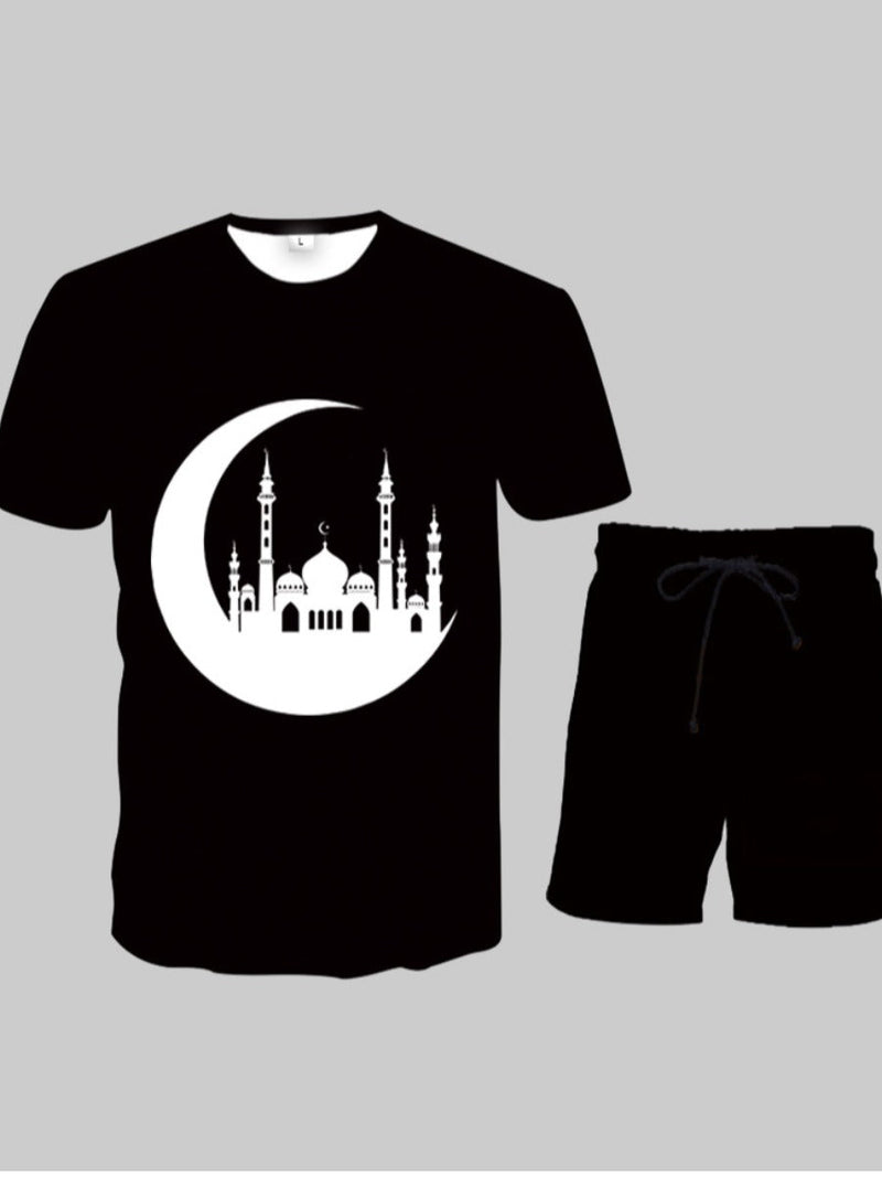 Moon City Print Shorts Set Ar70134