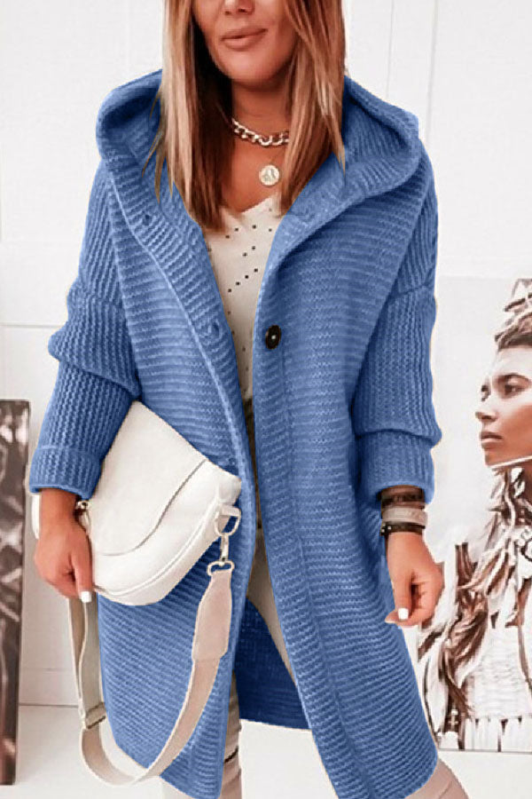 Hooded Knitwear Hood Collar Temperament Commuting Loose Cardigan Sweater
