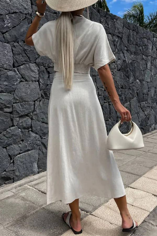 V-neck Top \u0026 Skirt Two-piece Set