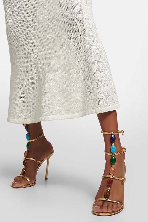 Stiletto High Heels Pearl Open Toe Buckle Sandals