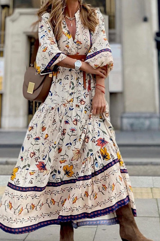 Print Long Sleeve Maxi Dress