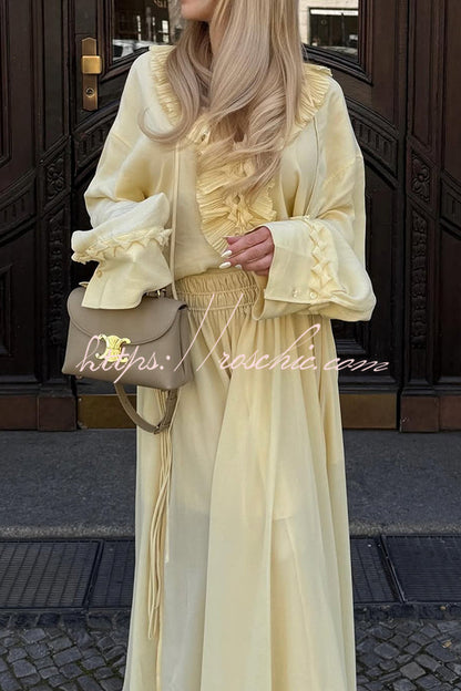 Elastic Waist Drawstring Maxi Skirt