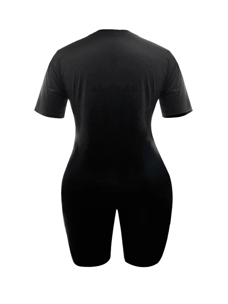 Basic Summer ��s Suit Short Sleeve Top and Pants Color Sportswear Slim Two-piece Outfit