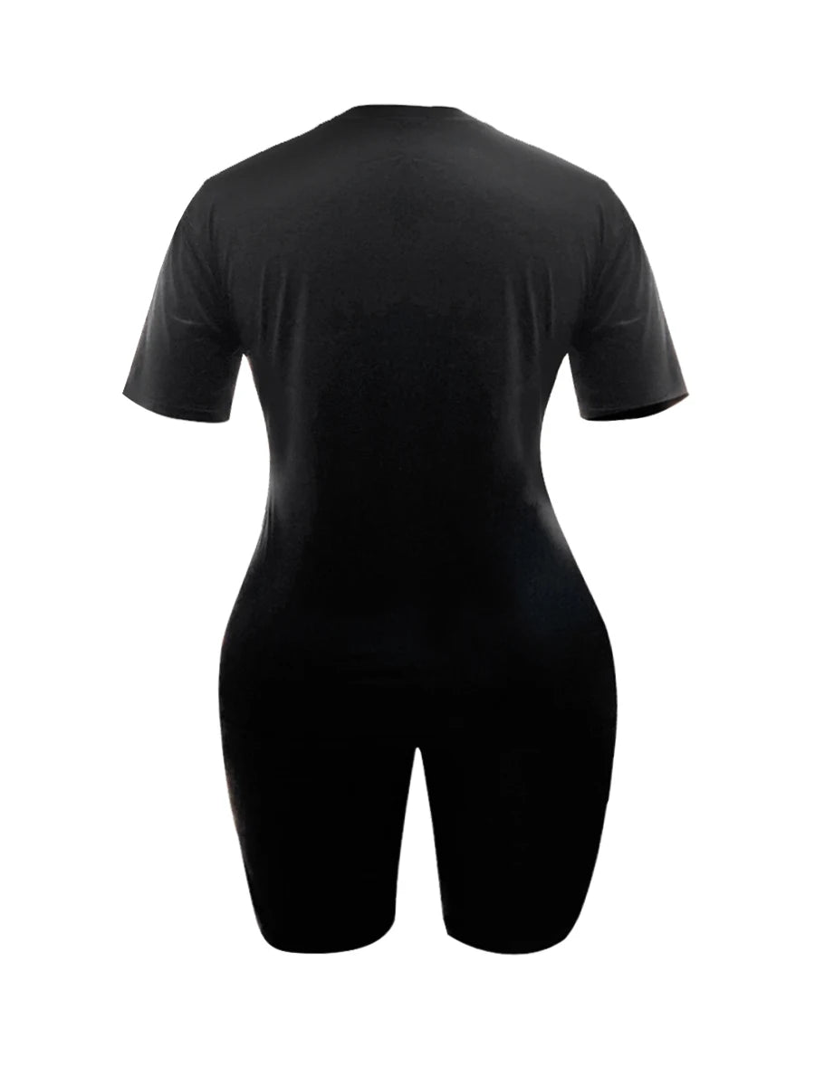 Basic Summer ’s Suit Short Sleeve Top and Pants Color Sportswear Slim Two-piece Outfit