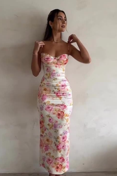 Spaghetti Strap Backless Fitted Maxi Dress