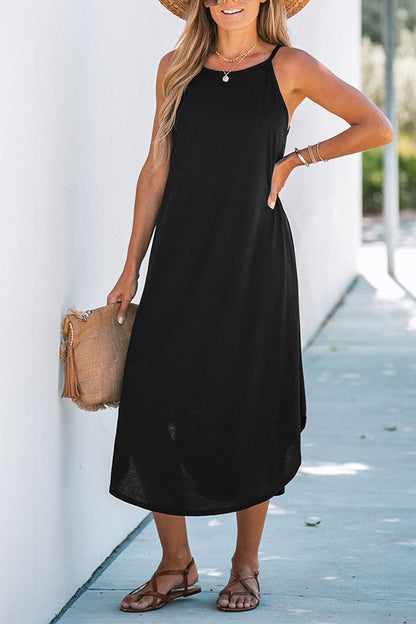 Color Suspender Holiday Seaside Suspender Long Dress