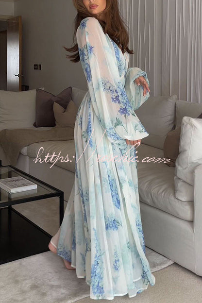 Headed to the Ocean Chiffon Drawstring Waist Maxi Dresses