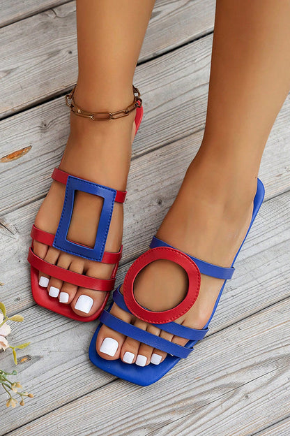 Fashionable and Color-blocked Simple Flat Sandals
