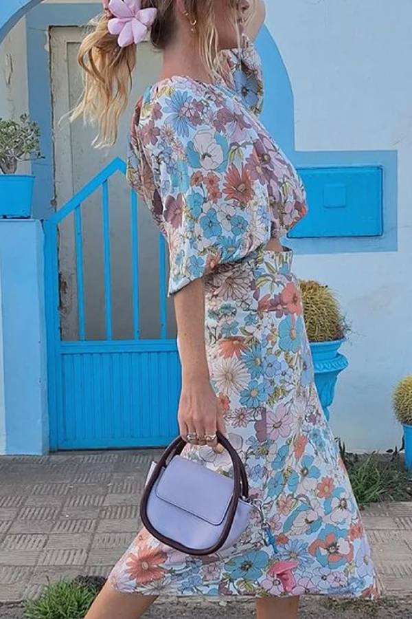 Holiday Print Top \u0026 Skirt Two-piece Set