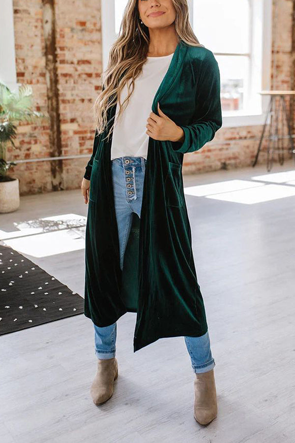 Velvet Cardigan Without Buttons