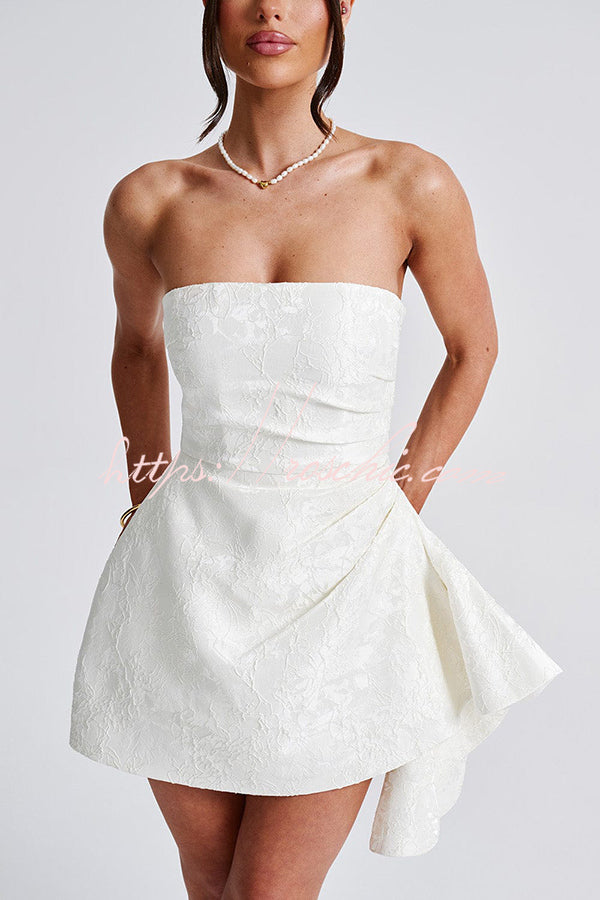 Jacquard Off-shoulder Backless Fitted Mini Dress
