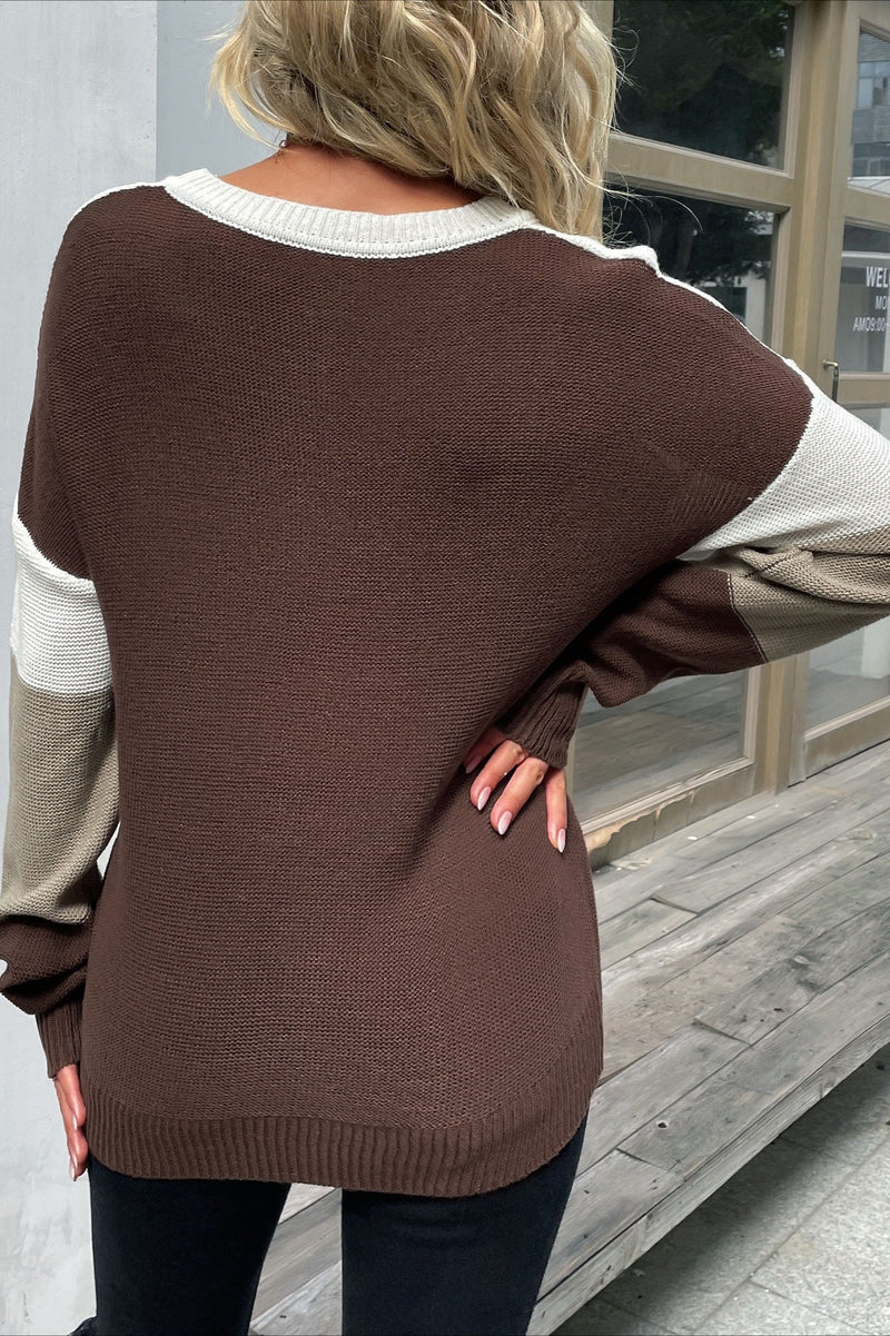 Leopard Contrast Sleeve Sweater