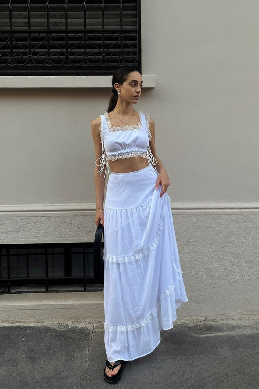 Lace Panel Vacation Skirt