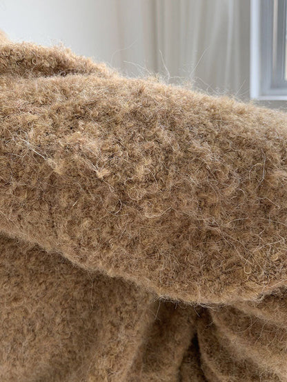 Brief Camel High-neck Long Sleeve Wool-blend Sweater An1064