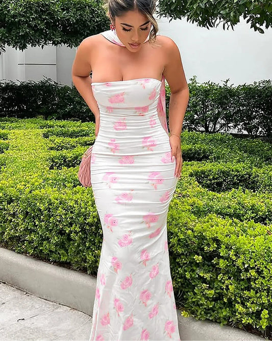 Strapless Ribbon Maxi Dress