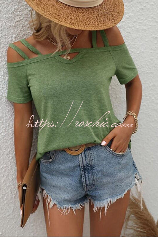 Color Cold Shoulder T-shirt