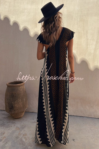 Beach Dates Print A-line Maxi Dress