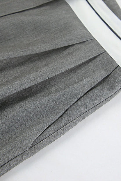 Contrast Color Grey Versatile Office Pants