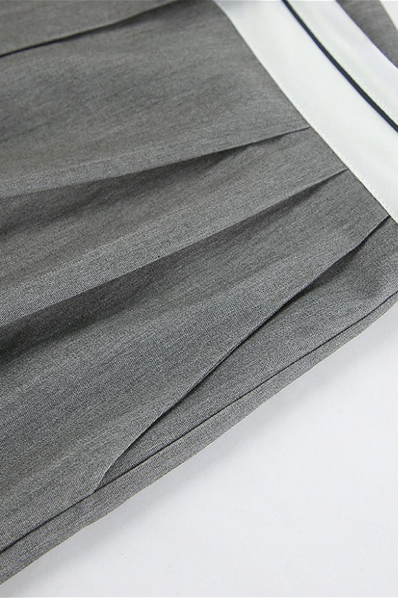 Contrast Color Grey Versatile Office Pants