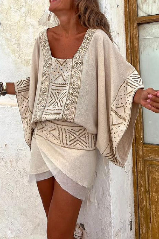 Mylie Linen Blend Print Wrap Tie Layered Mini Skirt