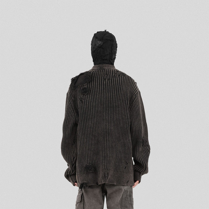 Distressed Ribbed Sweater