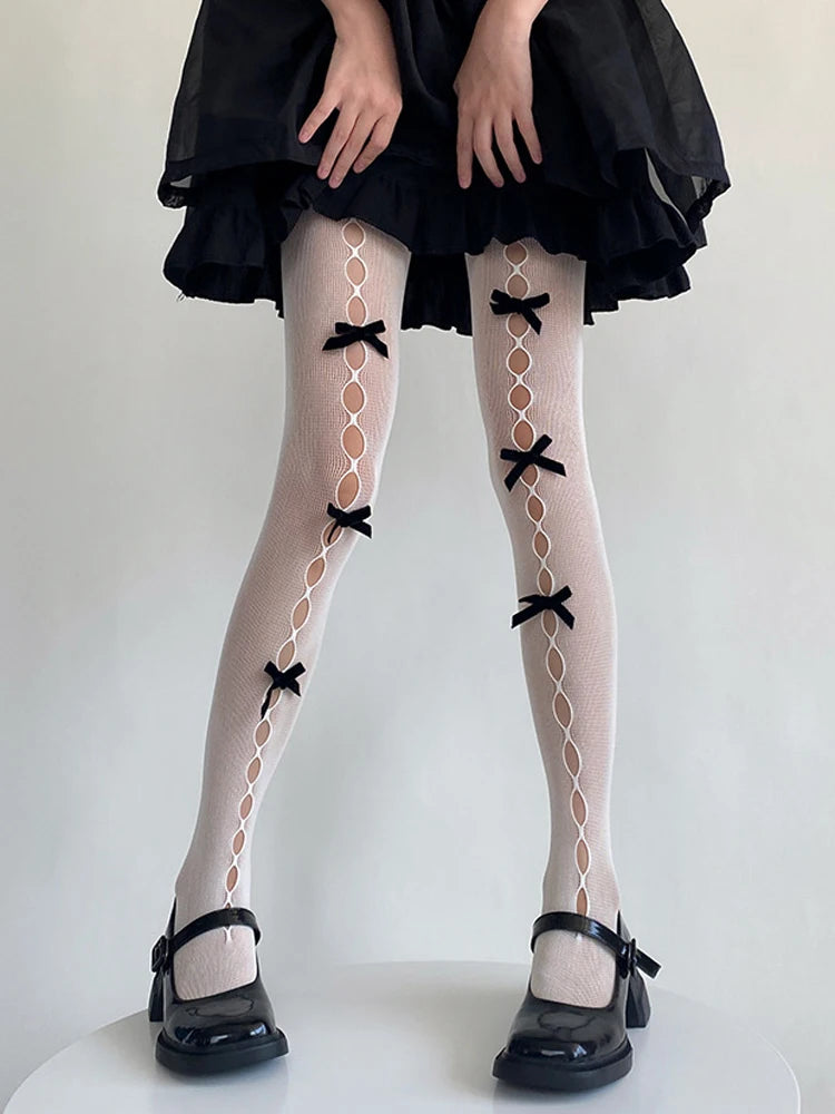 Hollow Out Bow Pantyhose Tights – Skinny Stockings for