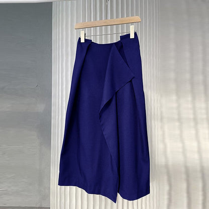 4.29chic Lake Blue Irregular Pleated Patchwork Skirt