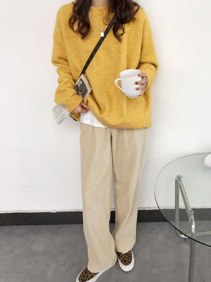 Dreamy Loose Purple Round-neck Long Sleeves Sweater Qx008