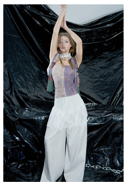 Pleated Cotton Wide-leg Palazzo Pants