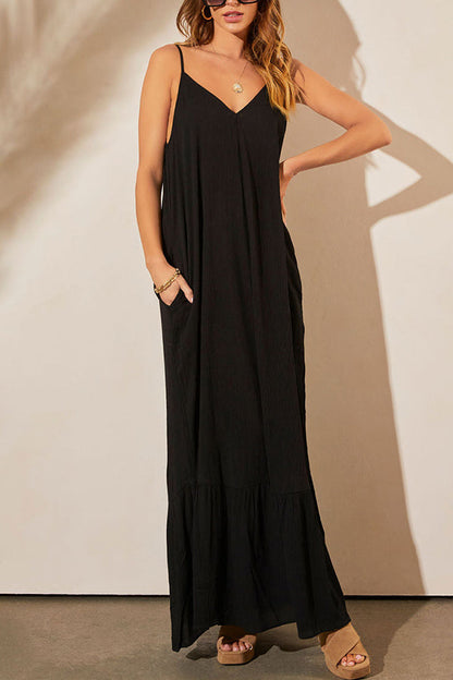 Kimonie Pocket Plain Maxi Dress