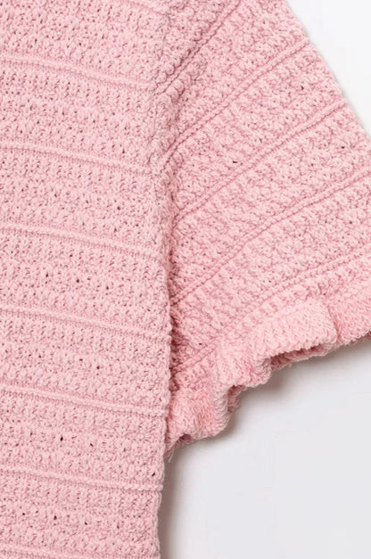 Knitted Short Sleeve Cropped Cardigan