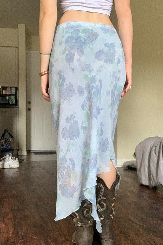 Mesh Asymmetrical Slimming Skirt