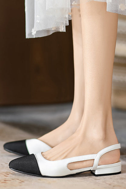 Fashionable Color-blocked French Thick-heeled Sandals