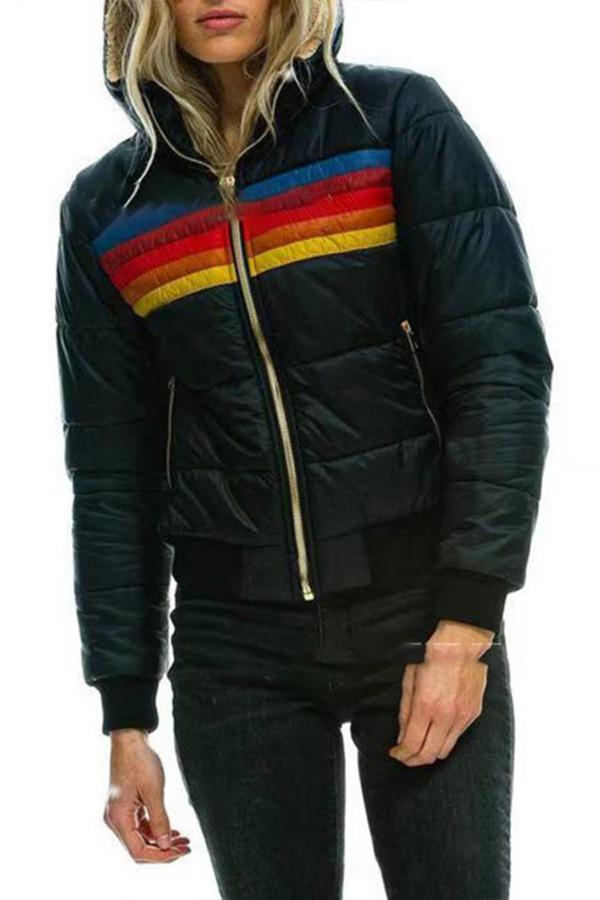 Winter Stitching Hooded Long Sleeve Coat